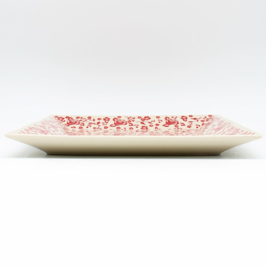 Platters, Servers, And Trays * | Janelle Imports Square Platter In Antique Red