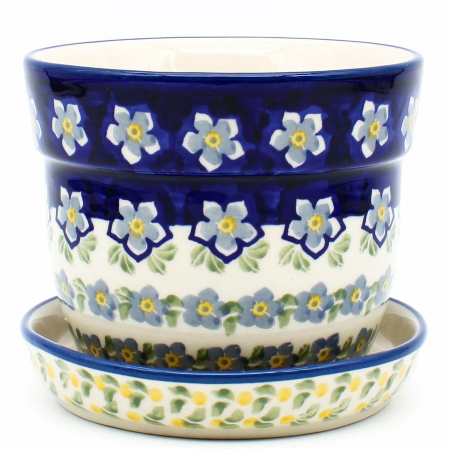 Home Decor * | Janelle Imports Sm Flower Pot W/Plate In Periwinkle