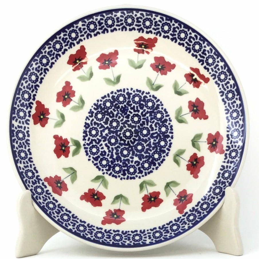 Plates * | Janelle Imports Luncheon Plate In Red Daisy