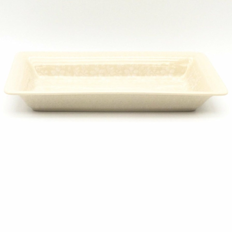 Platters, Servers, And Trays * | Janelle Imports Sm Rect. Server W/Lip In White On White