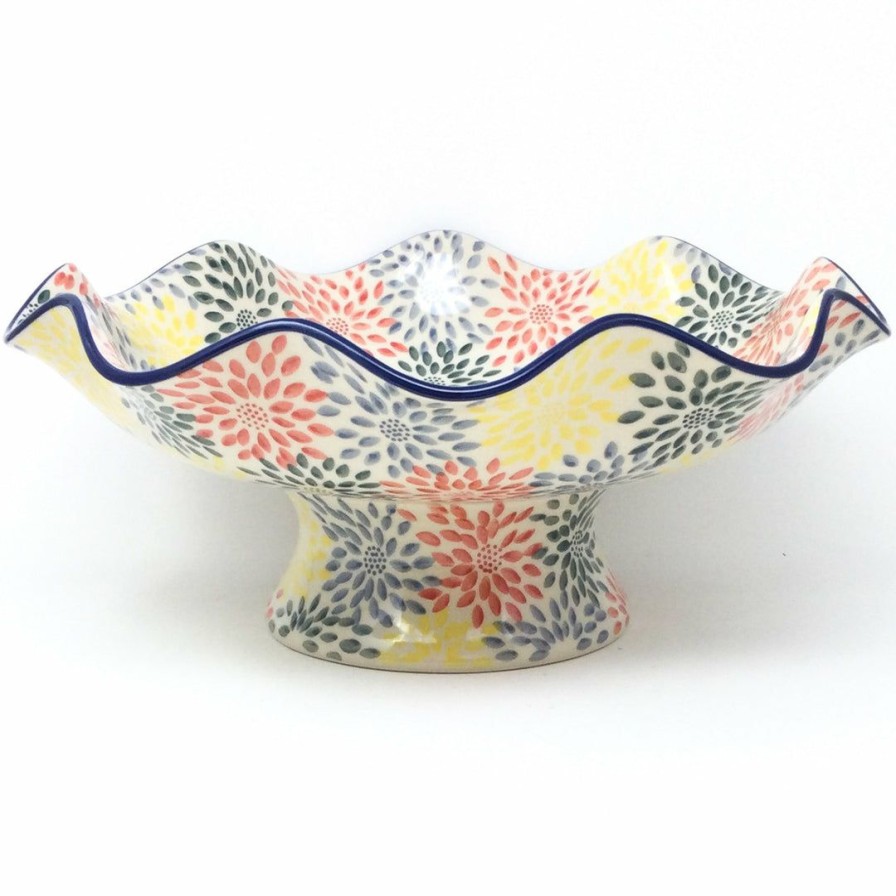 Bowls * | Janelle Imports Fluted Pedestal Bowl In Pastel Burst