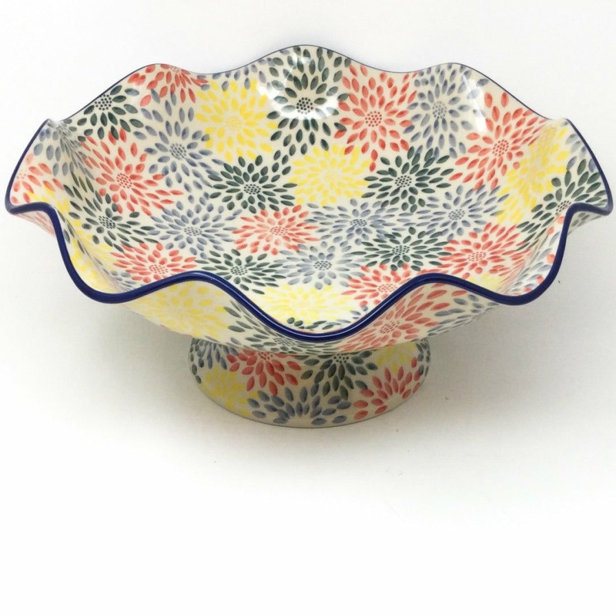 Bowls * | Janelle Imports Fluted Pedestal Bowl In Pastel Burst