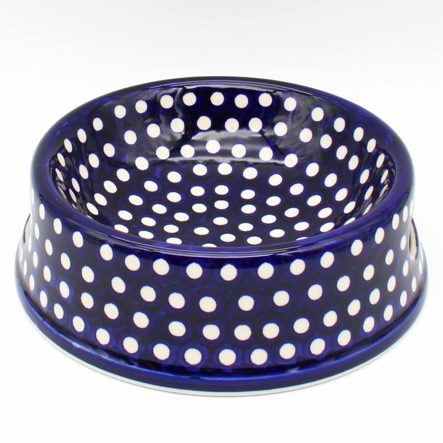 Bowls * | Janelle Imports Lg Dog Bowl In White Polka-Dot