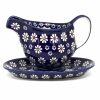 Table Accessories * | Janelle Imports Gravy Boat W/Tray 1 Qt In Flowers On Blue