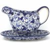 Table Accessories * | Janelle Imports Gravy Boat W/Tray 1 Qt In Blue Butterfly