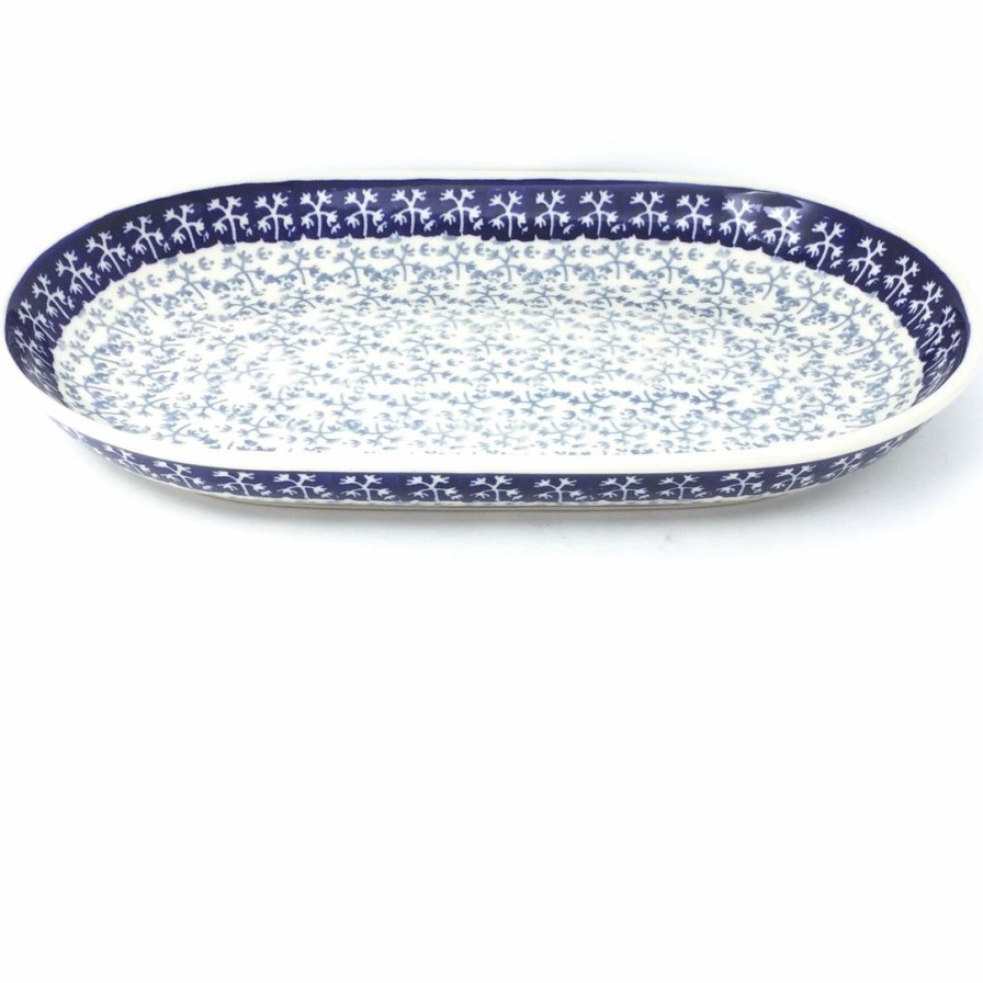 Platters, Servers, And Trays * | Janelle Imports Md Oval Platter In Light & Dark Snowflake