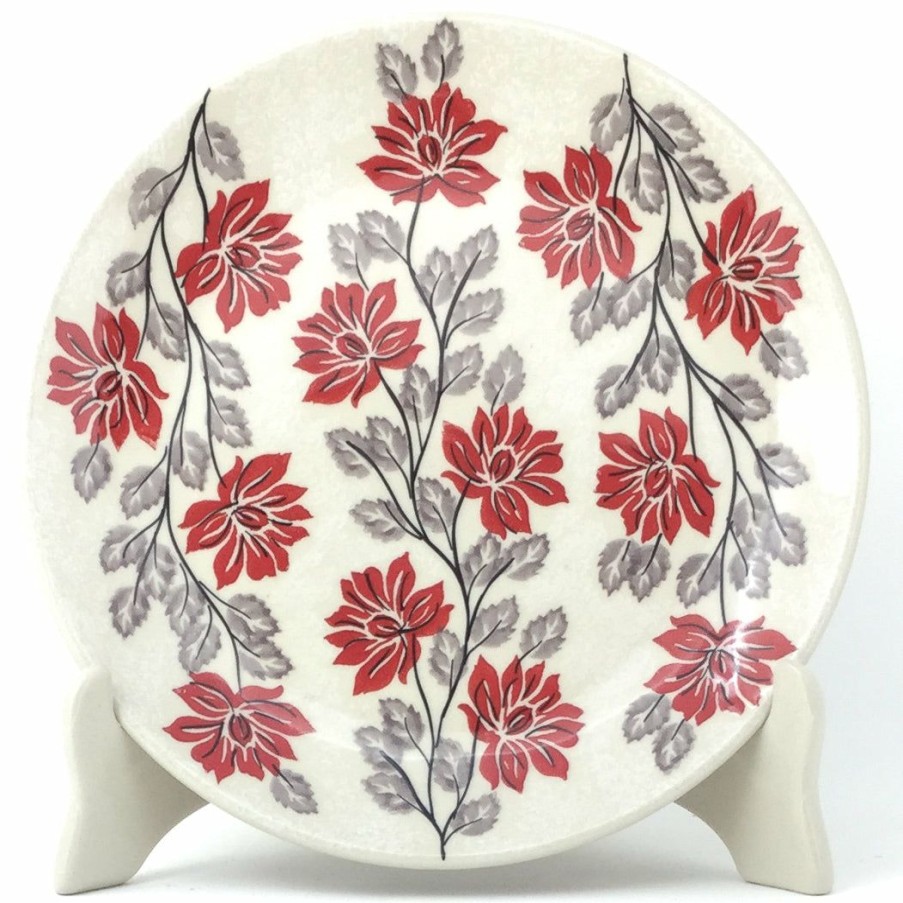 Plates * | Janelle Imports Luncheon Plate In Red & Gray