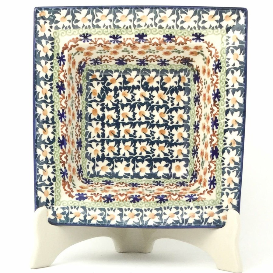 Plates * | Janelle Imports Square Soup Plate In White Daisy