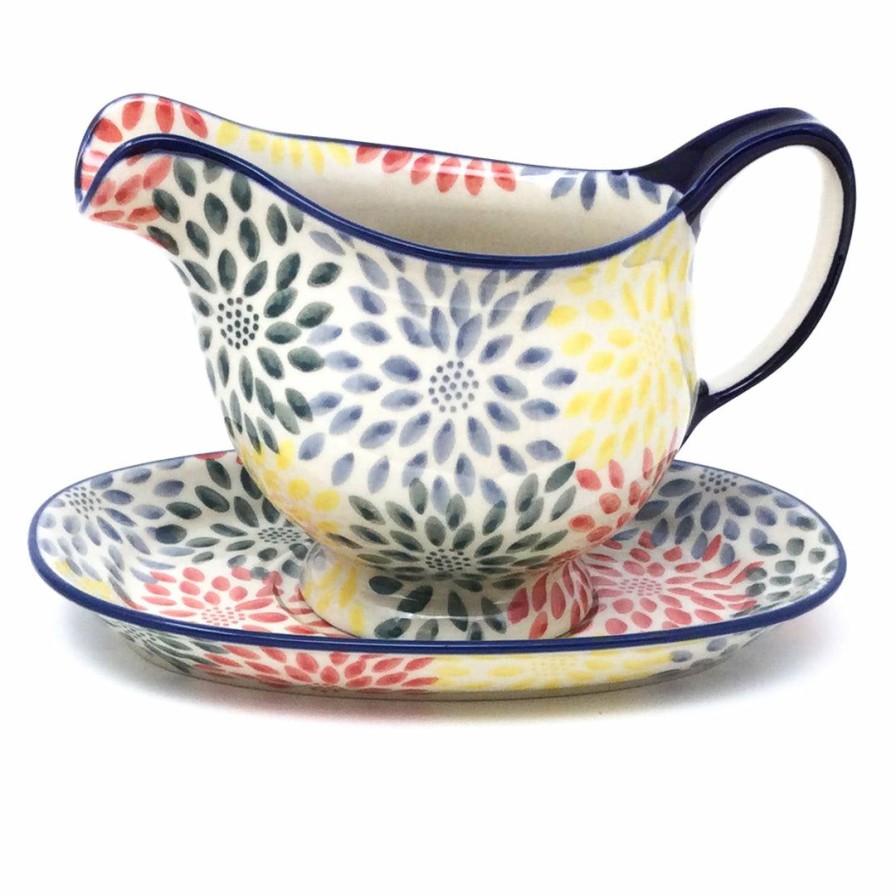 Table Accessories * | Janelle Imports Gravy Boat W/Tray 1 Qt In Pastel Burst