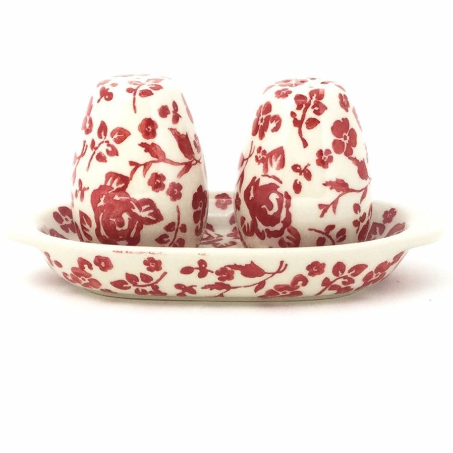 Table Accessories * | Janelle Imports Salt & Pepper Set W/Tray In Antique Red