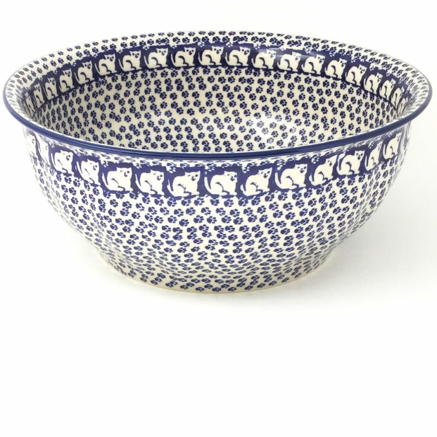 Bowls * | Janelle Imports Scalloped Bowl 128 Oz In Blue Cats