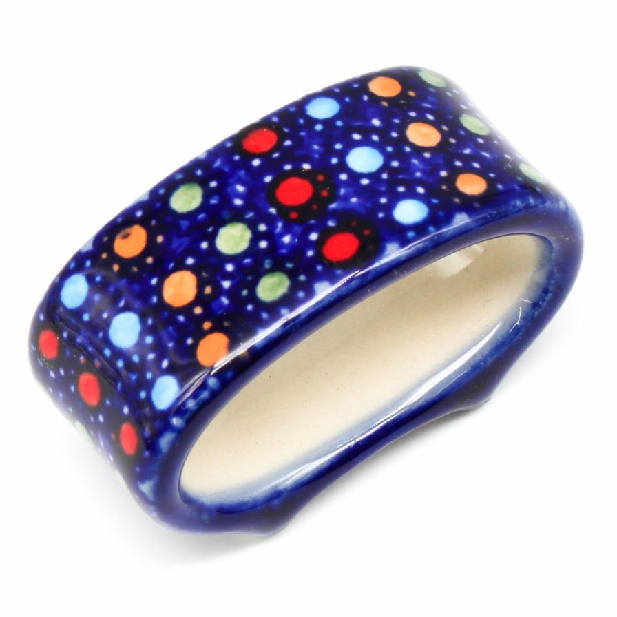 Table Accessories * | Janelle Imports Napkin Ring In Multi-Colored Dots