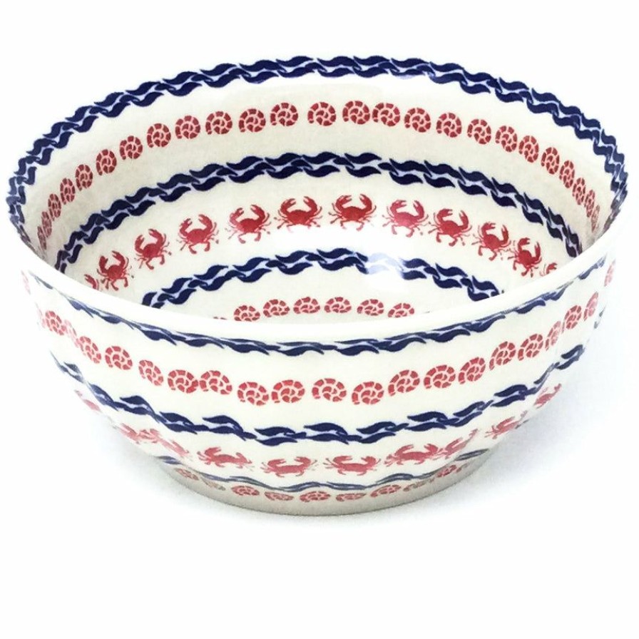 Bowls * | Janelle Imports Scalloped Bowl 64 Oz In Red Crab