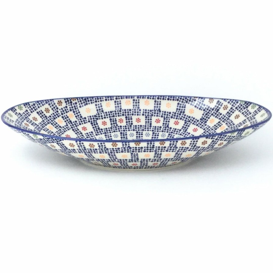 Platters, Servers, And Trays * | Janelle Imports Lg Modern Oval Server In Modern Checkers