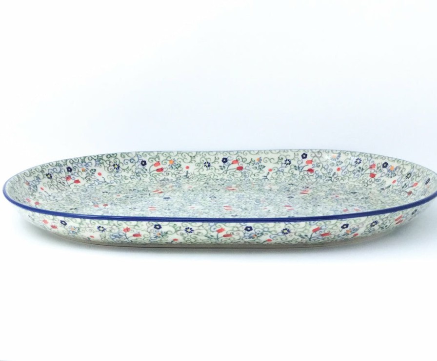 Platters, Servers, And Trays * | Janelle Imports Ex Lg Oval Platter In Early Spring