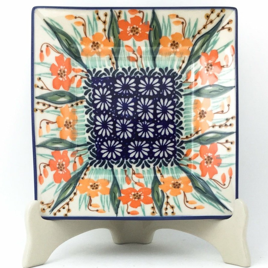 Plates * | Janelle Imports Square Luncheon Plate In Sunshine Meadow