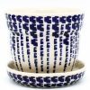 Home Decor * | Janelle Imports Sm Flower Pot W/Plate In Blue Rain