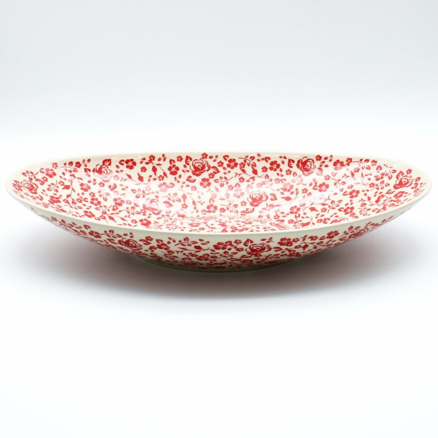 Platters, Servers, And Trays * | Janelle Imports Lg Modern Oval Server In Antique Red