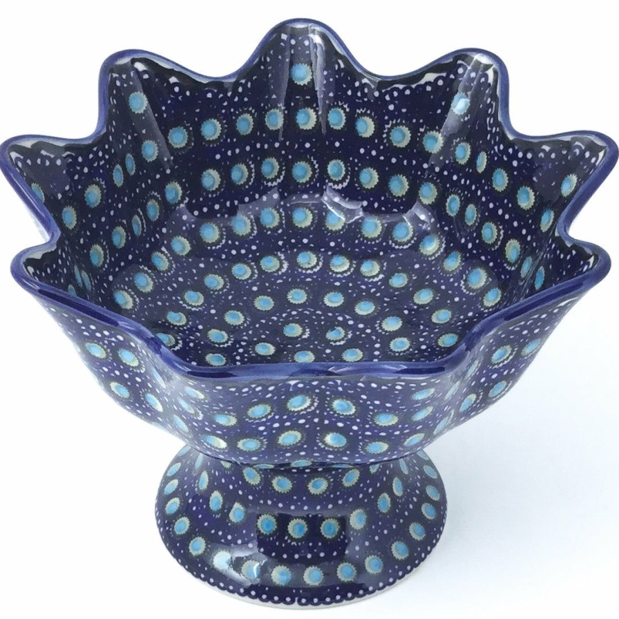 Bowls * | Janelle Imports Pedestal Berry Bowl In Blue Moon