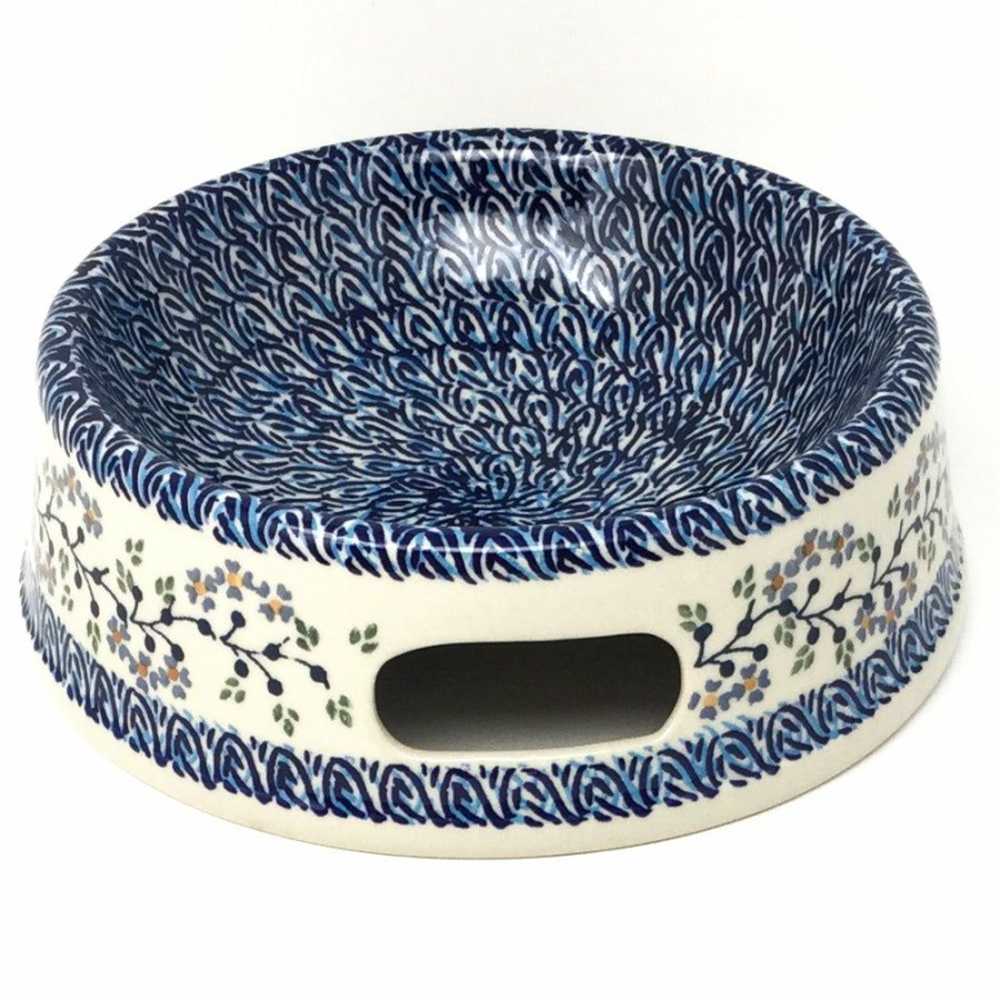 Bowls * | Janelle Imports Lg Dog Bowl In Blue Meadow