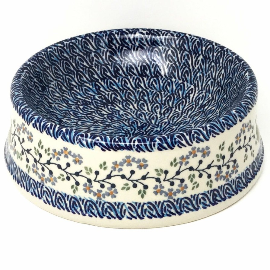 Bowls * | Janelle Imports Lg Dog Bowl In Blue Meadow