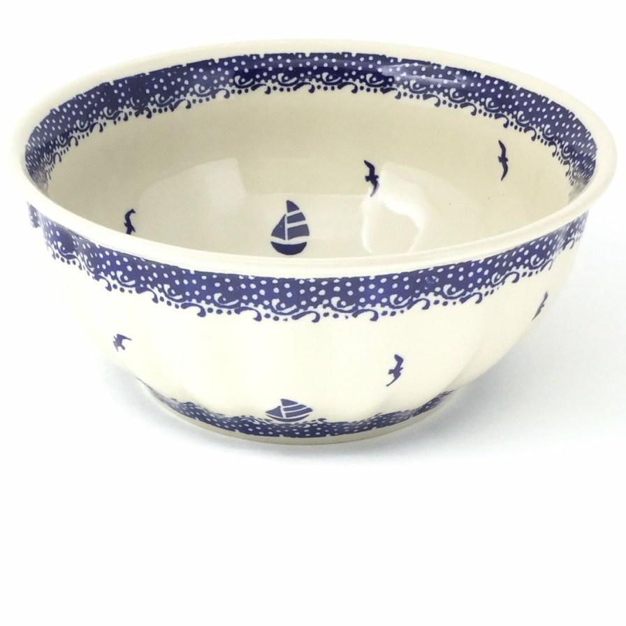 Bowls * | Janelle Imports Scalloped Bowl 64 Oz In Sailboat