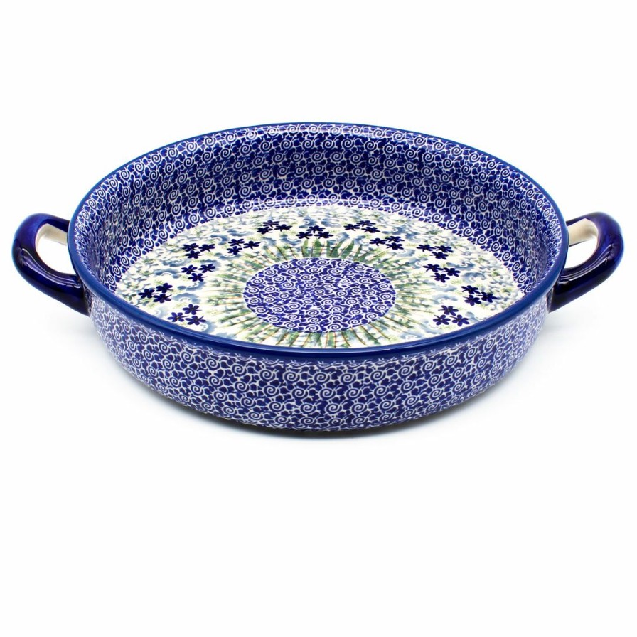 Bakeware * | Janelle Imports Round Baker W/Handles In Alpine Blue