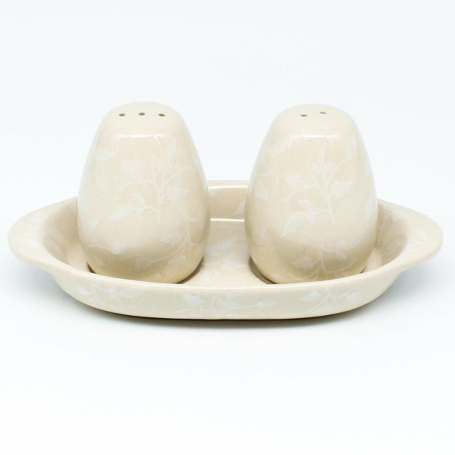 Table Accessories * | Janelle Imports Salt & Pepper Set W/Tray In Simply White