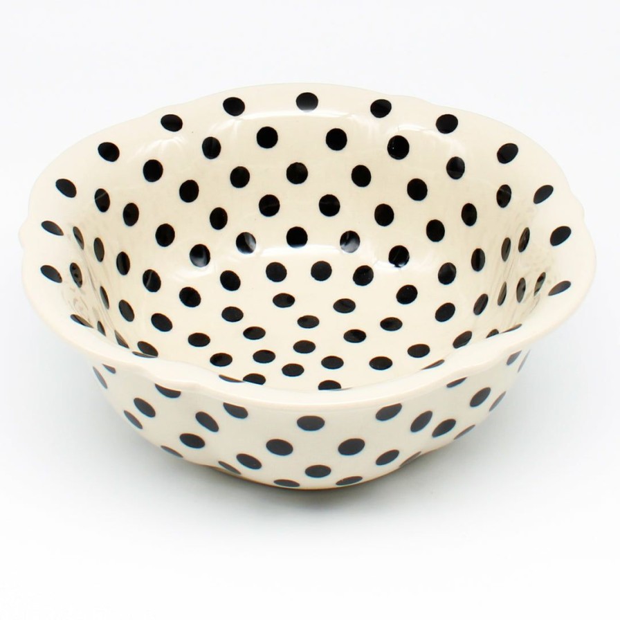 Bowls * | Janelle Imports Sm Retro Bowl In Black Polka-Dot