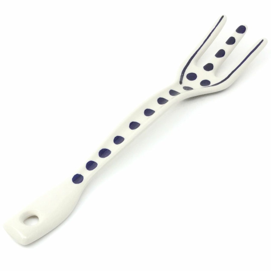 Kitchen Accessories * | Janelle Imports Serving Fork 12 In Blue Polka-Dot