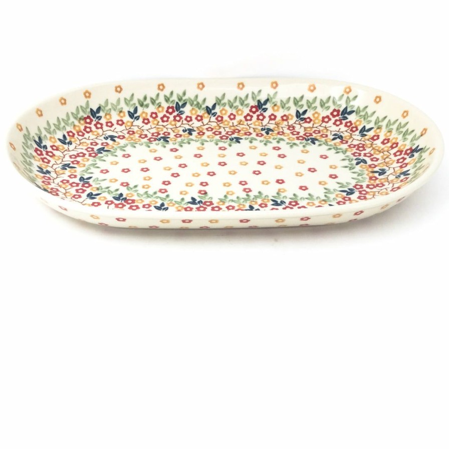 Platters, Servers, And Trays * | Janelle Imports Md Oval Platter In Tiny Flowers