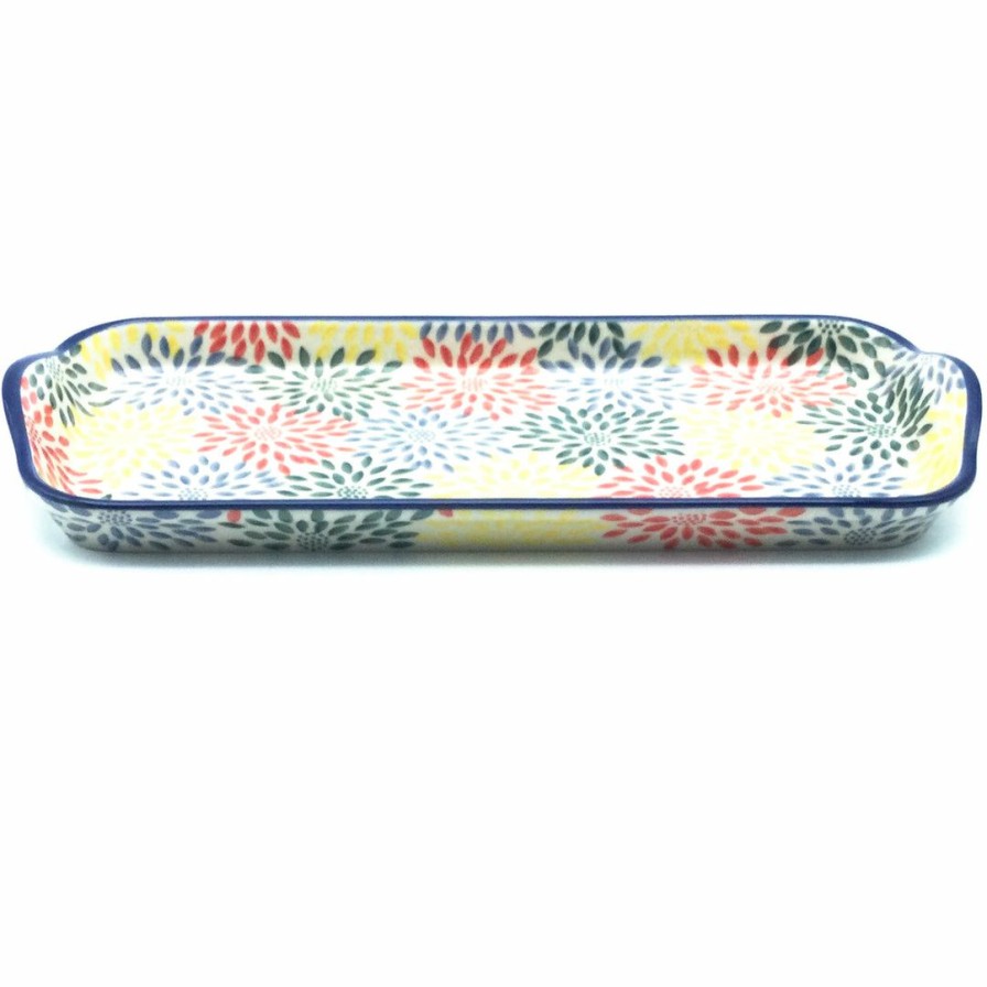 Platters, Servers, And Trays * | Janelle Imports Bread Server W/Handles In Pastel Burst