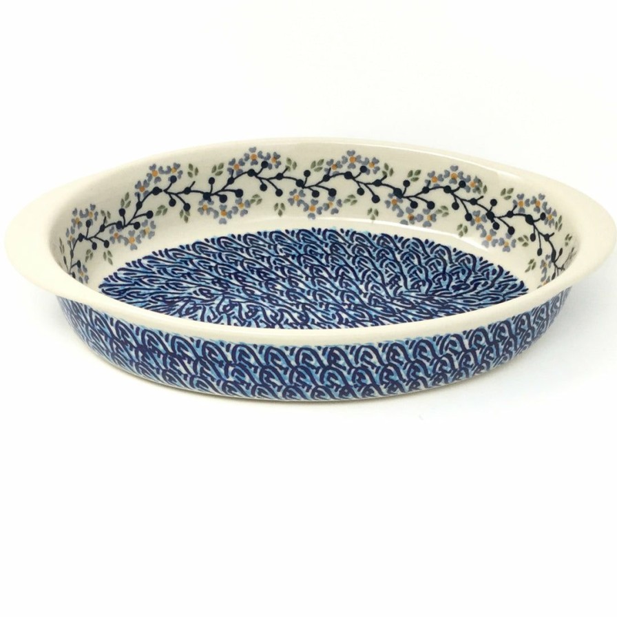 Bakeware * | Janelle Imports Sm Oval Baker W/Handles In Blue Meadow