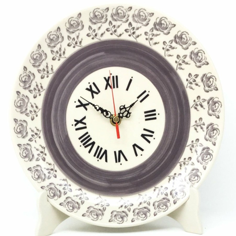 Home Decor * | Janelle Imports Plate Wall Clock In Gray Rose