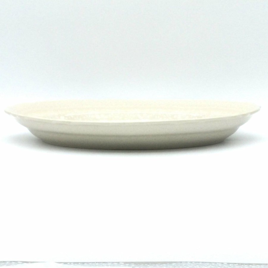 Platters, Servers, And Trays * | Janelle Imports Oval Basia Platter In White On White