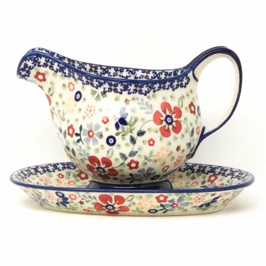 Table Accessories * | Janelle Imports Gravy Boat W/Tray 1 Qt In Summer Arrangement