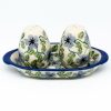 Table Accessories * | Janelle Imports Salt & Pepper Set W/Tray In Blue Clematis