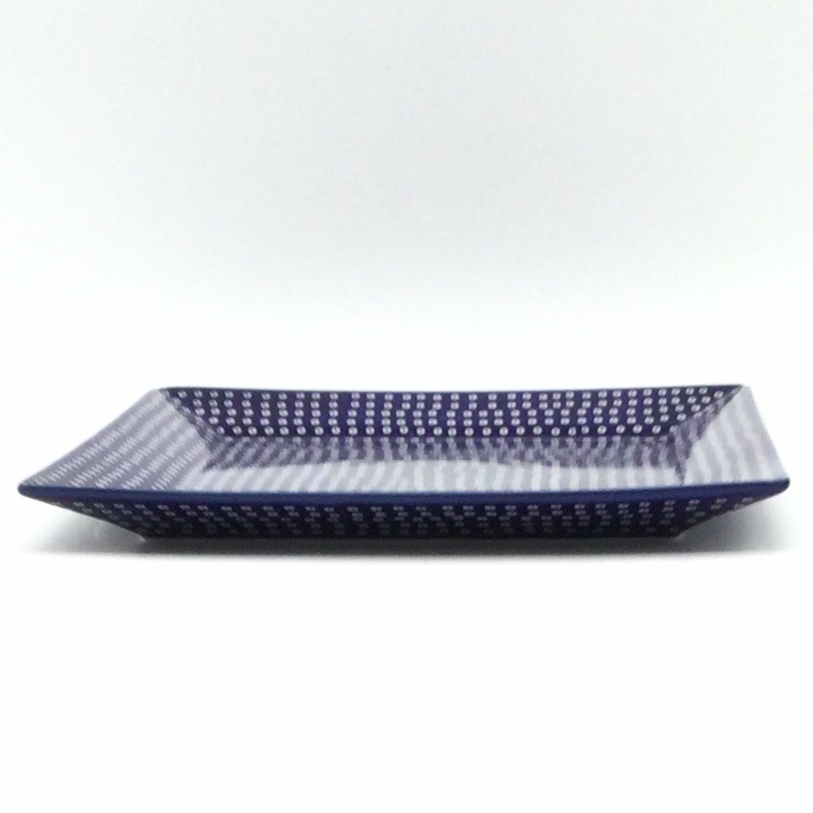 Platters, Servers, And Trays * | Janelle Imports Square Platter In Blue Elegance