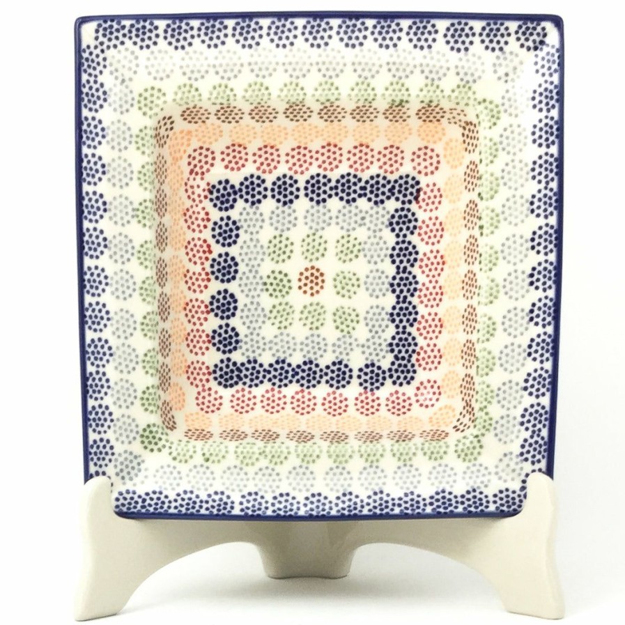 Plates * | Janelle Imports Square Soup Plate In Modern Dots