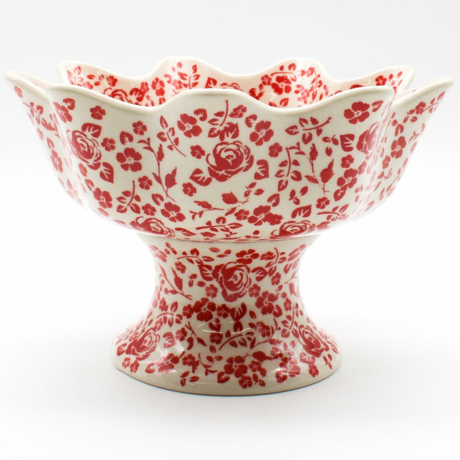 Bowls * | Janelle Imports Pedestal Berry Bowl In Antique Red