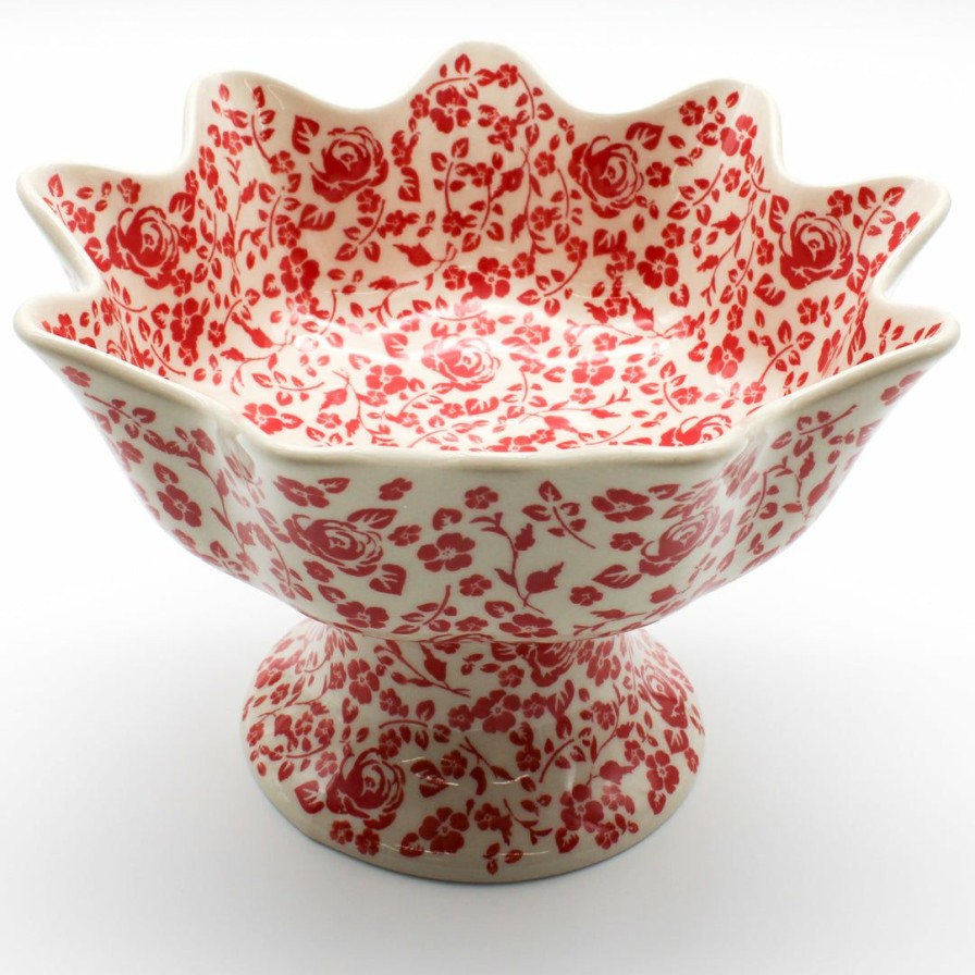 Bowls * | Janelle Imports Pedestal Berry Bowl In Antique Red