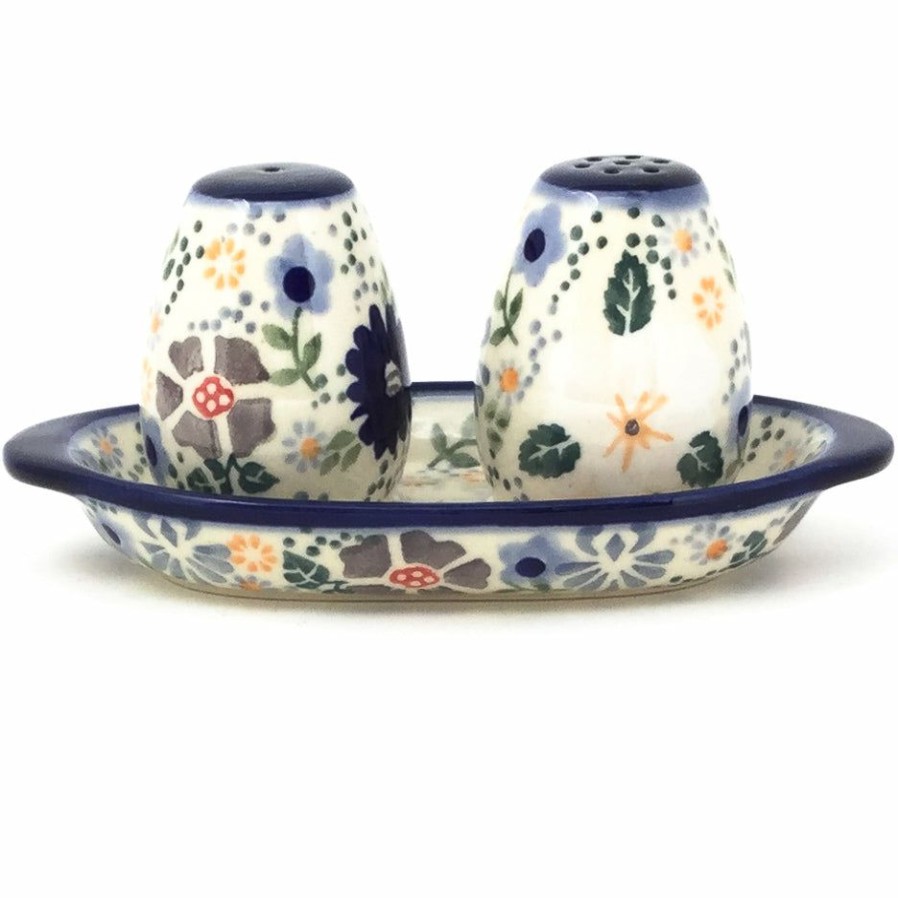 Table Accessories * | Janelle Imports Salt & Pepper Set W/Tray In Morning Breeze