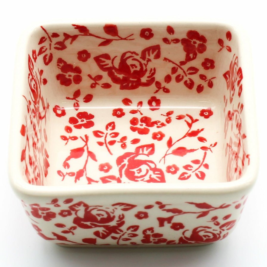 Bowls * | Janelle Imports Tiny Sq. Bowl 8 Oz In Antique Red