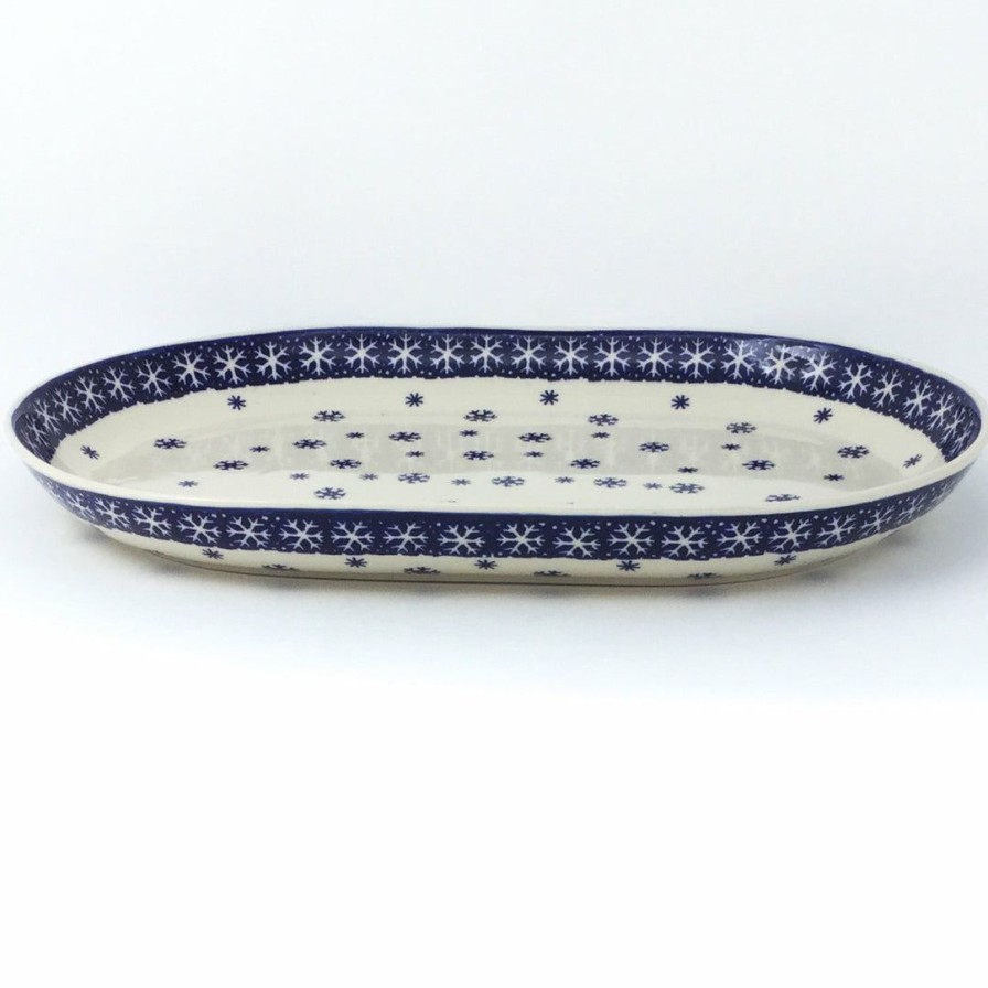 Platters, Servers, And Trays * | Janelle Imports Lg Oval Platter In Snowflake